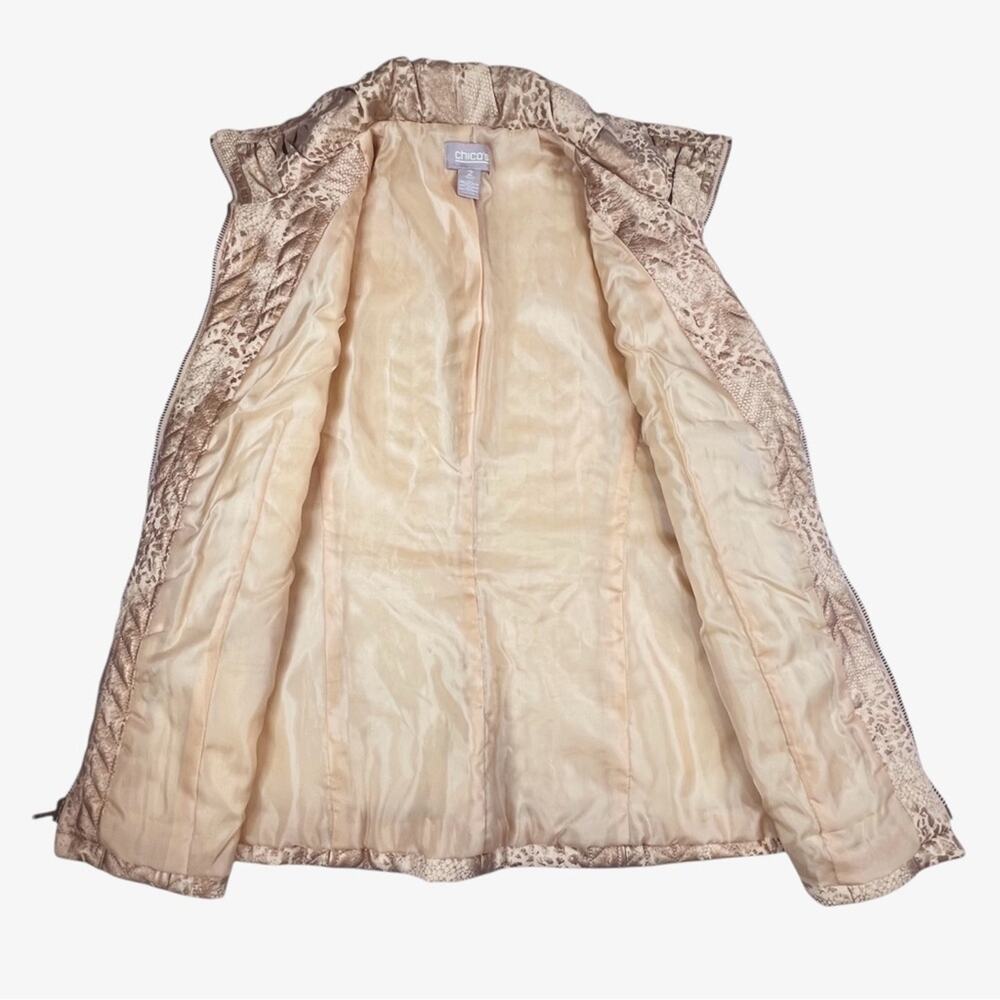 Chico's 2 Womens Zip-Up Quilted Vest Size L Gold Shimmer Lightweight - Picture 3 of 7